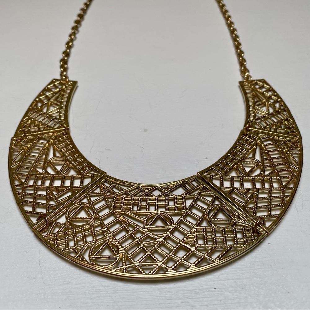 Geometric Statement Necklace in Gold - Picture 2 of 9
